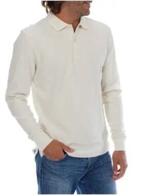 Men's Long Sleeve Polo in Cream - Classic Casual Shirt